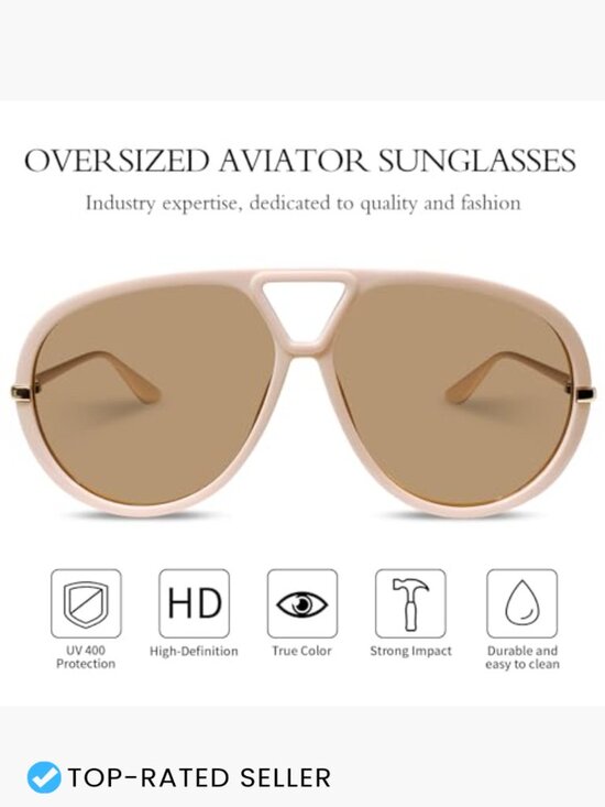 Retro Oversized Aviator Sunglasses Polarized Square Shades Vintage 70s